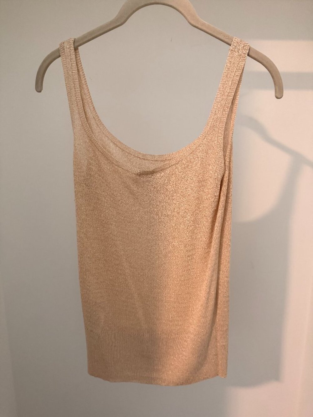 Eleventy Metallic Champagne Knit Tank Top – Made in Italy